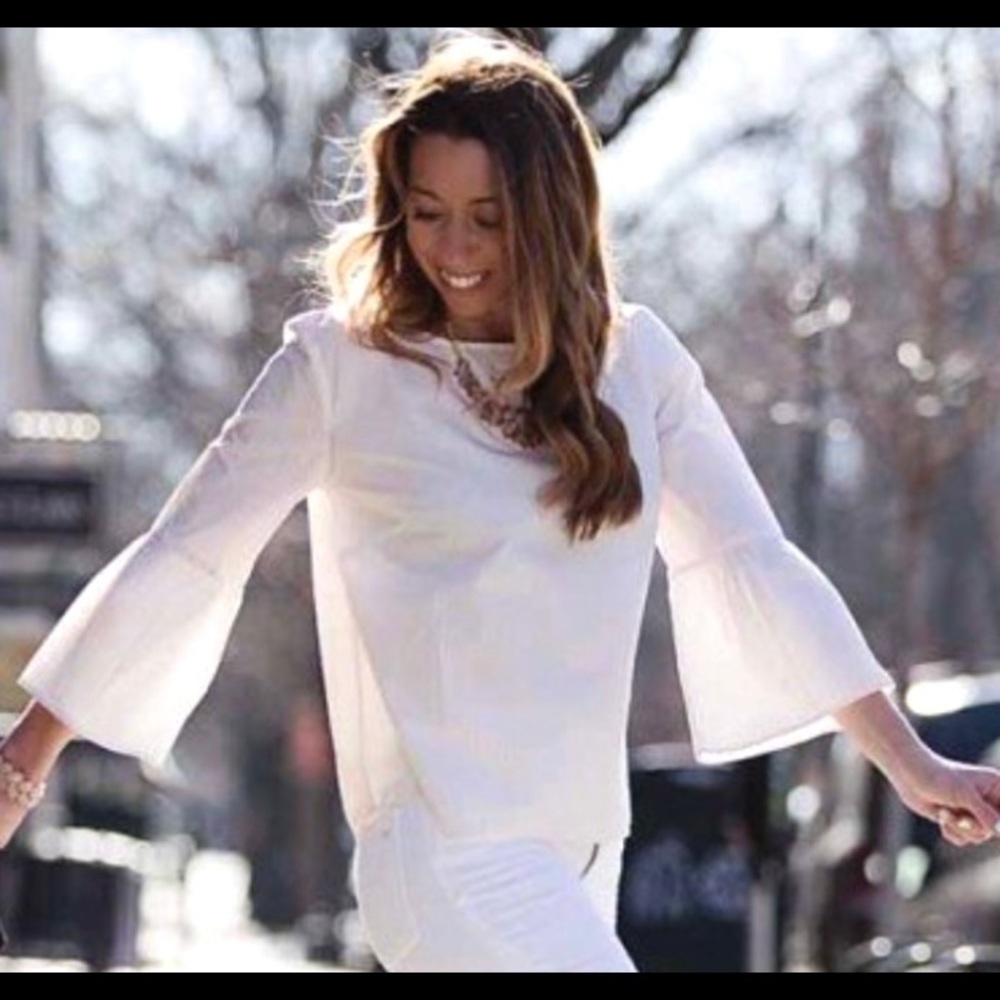 Practically New a.moon White Bell Sleeve Top